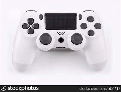 Joystick gaming controller isolated on white background , Video game console developed Interactive Entertainment