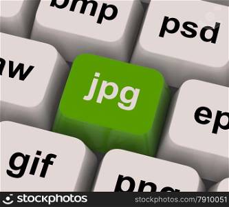 Jpg Key Shows Image Format For Internet Pictures. Jpg Key Showing Image Format For Internet Pictures