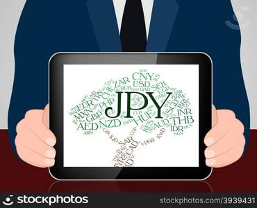 Jpy Currency Showing Japan Yen And Word