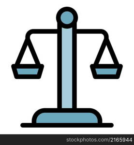 Judge balance icon. Outline judge balance vector icon color flat isolated. Judge balance icon color outline vector