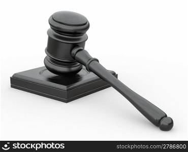 Judge gavel on white isolaed background. 3d