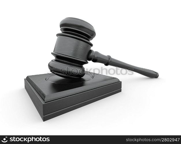Judge gavel on white isolaed background. 3d