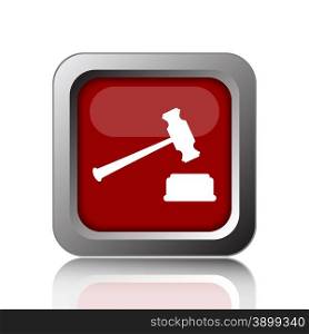 Judge hammer icon. Internet button on white background
