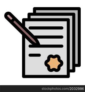 Judge papers icon. Outline judge papers vector icon color flat isolated. Judge papers icon color outline vector