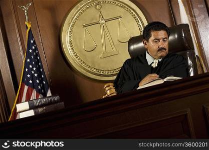 Judge reading in court