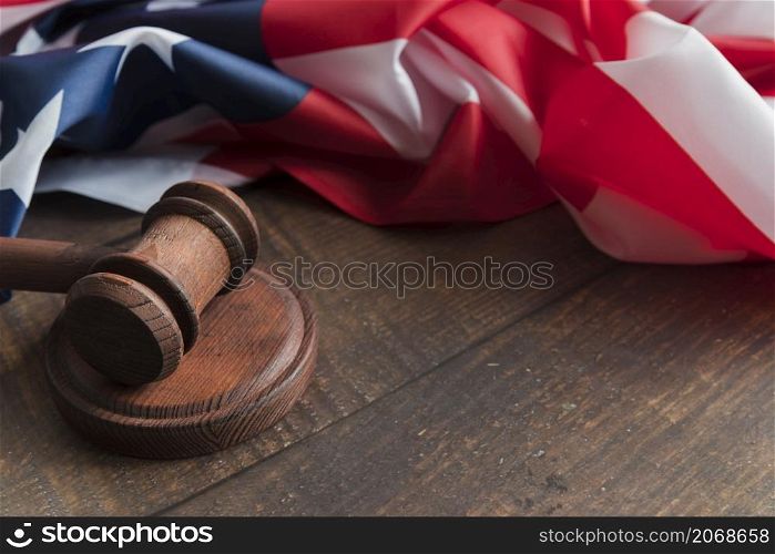 judge s gavel with flag