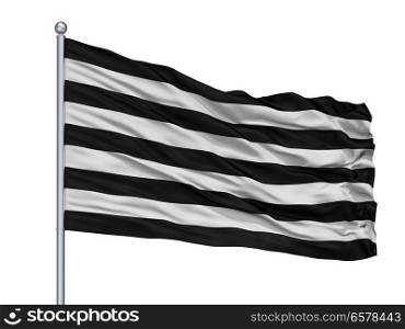 Jui Flag On Flagpole, Isolated On White Background. Jui Flag On Flagpole, Isolated On White