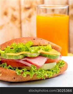 Juice And Sandwich Showing Fruit Food And Natural