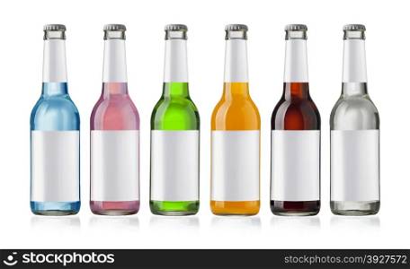 Juice bottle on white background with blank labels