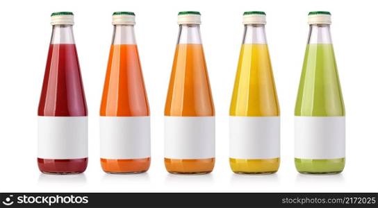 juice bottles isolated on white background with clipping path and empty label