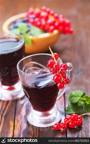 juice from berries in glasses and on a table
