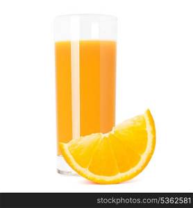 Juice glass and orange fruit isolated on white background cutout
