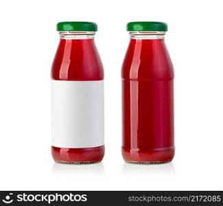 juice in an insulated glass bottle with an empty label and without with clipping path