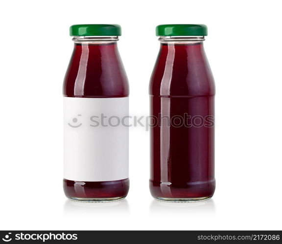 juice in an insulated glass bottle with an empty label and without with clipping path