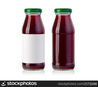 juice in an insulated glass bottle with an empty label and without with clipping path