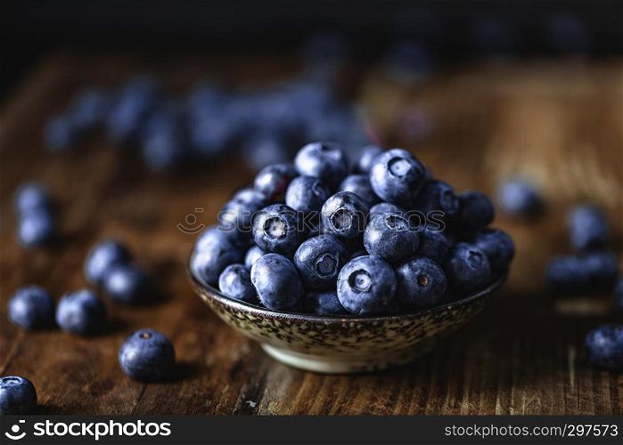 juicy and fresh blueberries on a beautiful background in a bowl