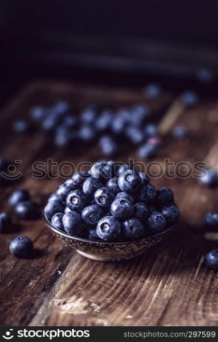 juicy and fresh blueberries on a beautiful background in a bowl