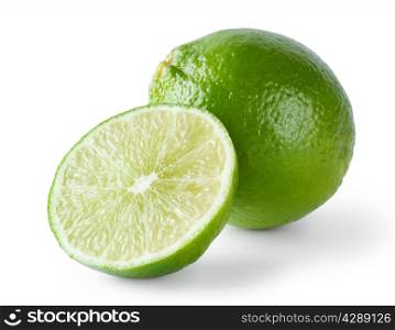 Juicy fragrant lime isolated on white background