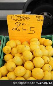 Juicy lemons at a market in the Provence, France