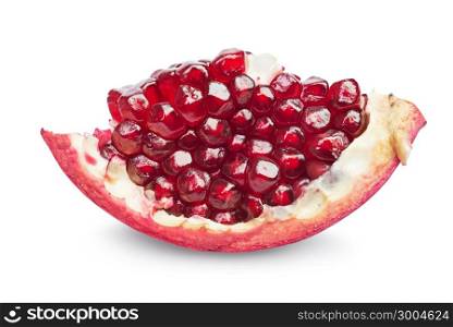 Juicy slice pomegranate fruit isolated on a white background