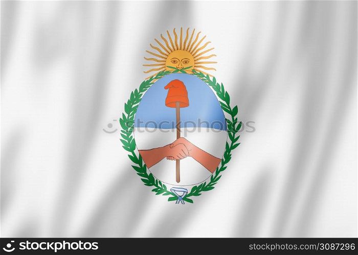 Jujuy province flag, Argentina waving banner collection. 3D illustration. Jujuy province flag, Argentina