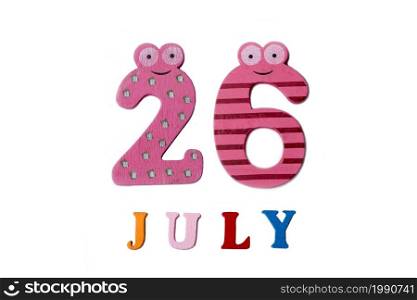 July 26. The image on July 26, on a white background. Summer day.. July 26. The image on July 26, on a white background.
