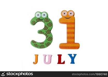 July 31st. Image 31 of July on a white background. Summer day.. July 31st. Image 31 of July on a white background.