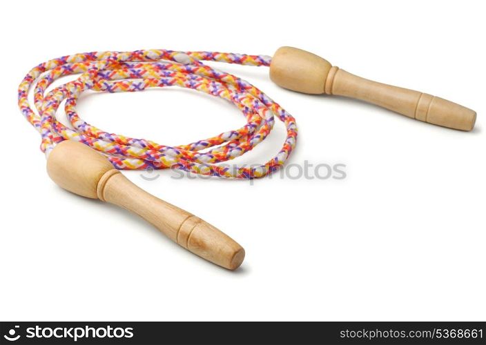 Jump rope with wooden handles isolated on white