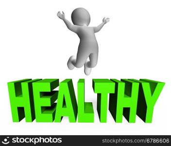 Jumping 3d Character Showing Excitement And Joy. Healthy Character Showing Render Illustration And Medical 3d Rendering