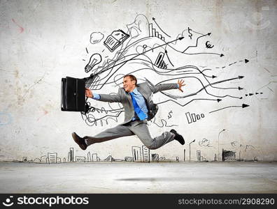 Jumping businessman