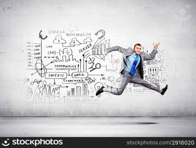 Jumping businessman