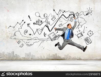 Jumping businessman