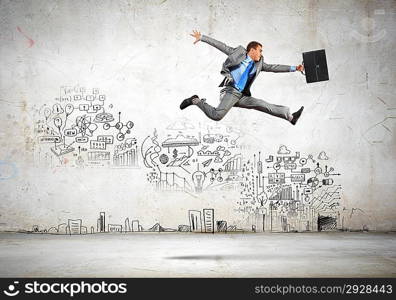 Jumping businessman