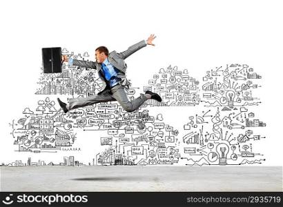 Jumping businessman