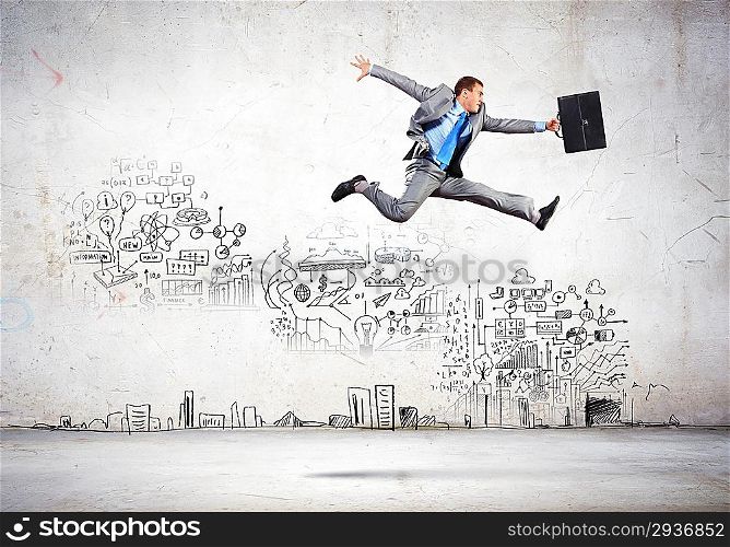 Jumping businessman