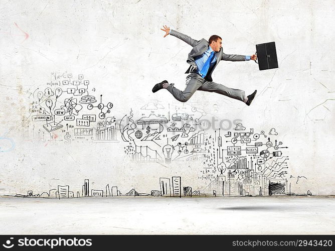 Jumping businessman