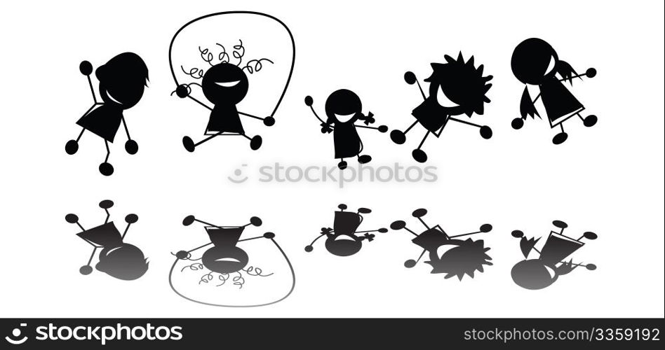 Jumping children silhouettes