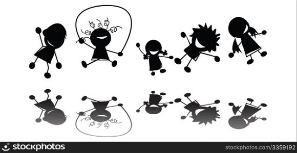 Jumping children silhouettes