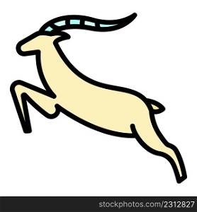Jumping gazelle icon. Outline jumping gazelle vector icon color flat isolated. Jumping gazelle icon color outline vector