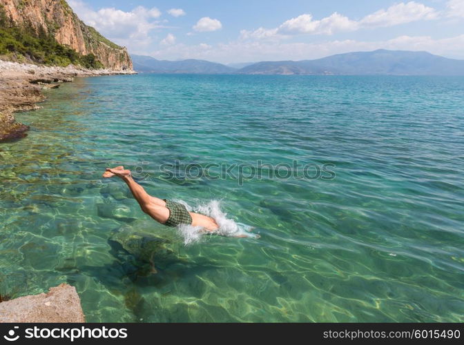 Jumping into sea