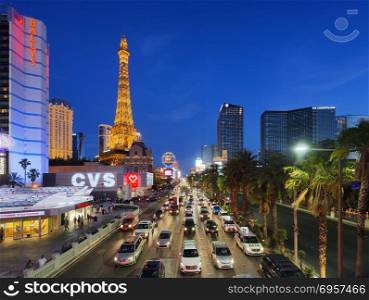 June 01, 2016 Las Vegas strip at dusk in Nevada, Las Vegas, USA
