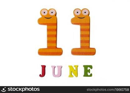 June 11. Image June 11, on a white background. Summer day. June 11. Image June 11, on a white background.
