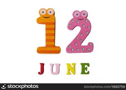 June 12. Image June 12, on a white background. Summer day.. June 12. Image June 12, on a white background.