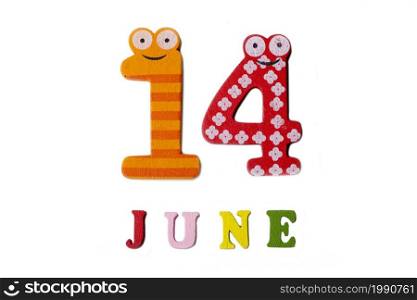 June 14. Image June 14, on a white background. Summer day.. June 14. Image June 14, on a white background.