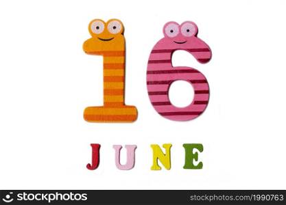 June 16. Image 16 of June, on a white background. Summer day.. June 16. Image 16 of June, on a white background.
