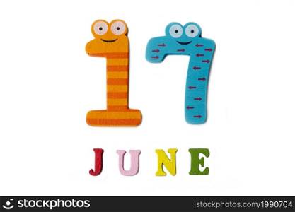 June 17. Image June 17, on a white background. Summer day.. June 17. Image June 17, on a white background.