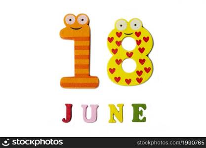 June 18. Image 18 of June, on a white background. Summer day.. June 18. Image 18 of June, on a white background.
