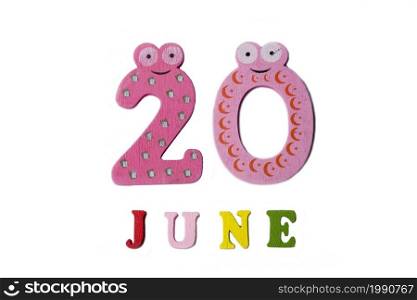 June 20. Image 20 of June, on a white background. Summer day.. June 20. Image 20 of June, on a white background.