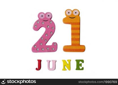 June 21. The picture June 21, on a white background. Summer day.. June 21. The picture June 21, on a white background.