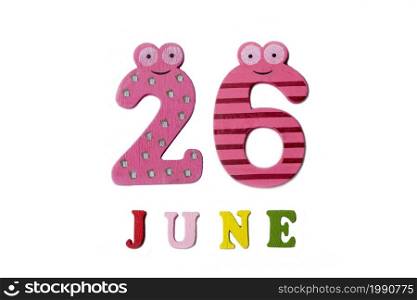 June 26. Image June 26, on a white background. Summer day.. June 26. Image June 26, on a white background.